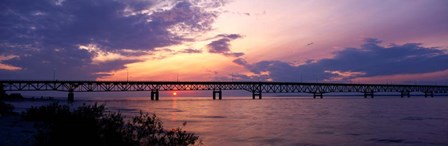 Sun Setting over the Mackinac Bridge, Michigan by Panoramic Images art print