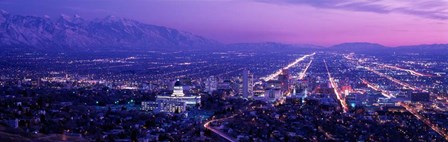 Salt Lake City at Night, Utah by Panoramic Images art print