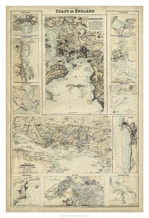 Map of the Coast of England I art print