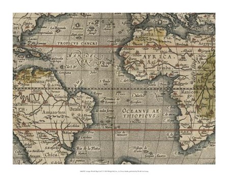 Antique World Map Grid V by Vision Studio art print