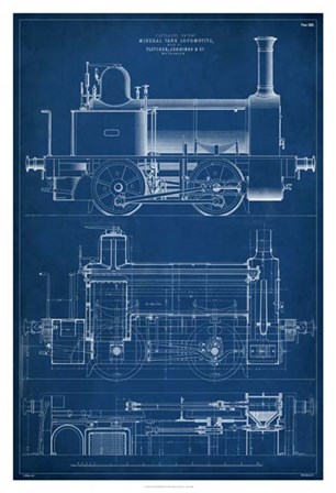 Locomotive Blueprint II by Vision Studio art print
