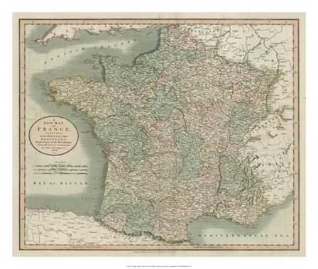 Vintage Map of France by John Cary art print