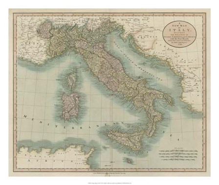 Vintage Map of Italy by John Cary art print