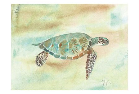 Crystal Tone Sea Turtle by Beverly Dyer art print