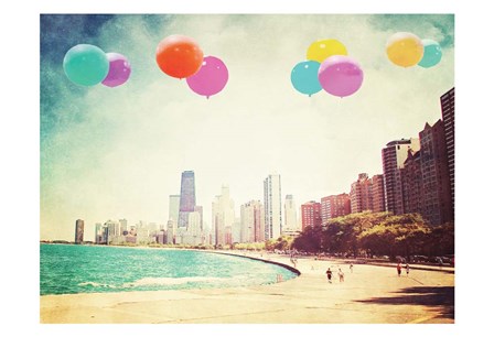 Chicago Balloons Over the City by Ashley Davis art print