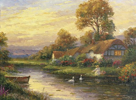 Lakeside Cottage by Ghambaro art print