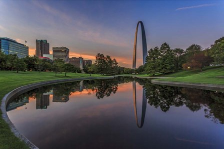 Gateway Arch Reflection Sunset by Galloimages Online art print