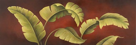 Palms On Burgundy 1 by Debra Lake art print