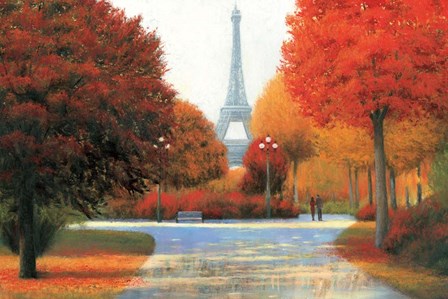 Autumn in Paris Couple by James Wiens art print