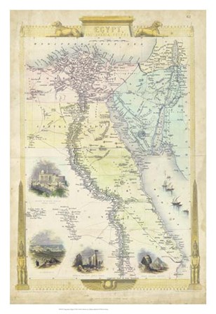 Vintage Map of Egypt by J. Rapkin art print