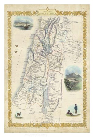 Vintage Map of Palestine by J. Rapkin art print