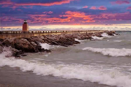 Lighthouse at Sunset, Michigan 09 by Monte Nagler art print