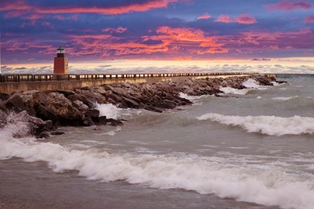 Lighthouse at Sunset, Michigan 09 by Monte Nagler art print