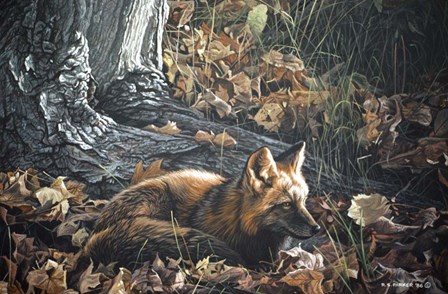 Autumn Leaves- Red Fox by Ron Parker art print