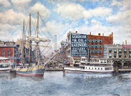 Detroit Water Front 1896 by Stanton Manolakas art print