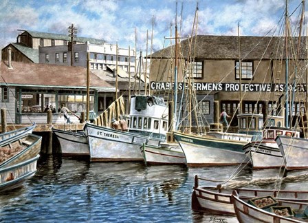 San Francisco Fishrman&#39;s Wharf 1941 by Stanton Manolakas art print