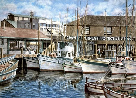 San Francisco Fishrman's Wharf 1941 by Stanton Manolakas art print