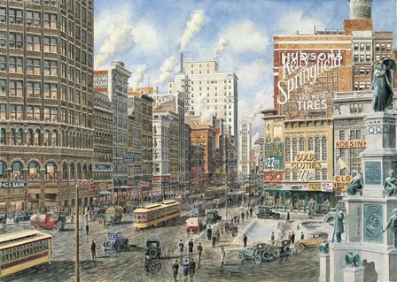 Detroit Looking North On Woodward by Stanton Manolakas art print