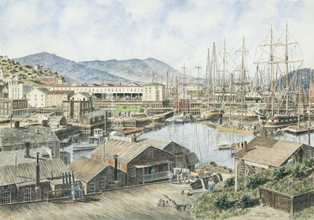 Yerba Buena Cove, San Fran. by Stanton Manolakas art print