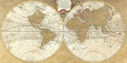 Gilded World Hemispheres I by Joannoo art print