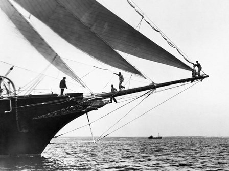 Ship Crewmen Standing on the Bowsprit, 1923 by Edwin Levick art print