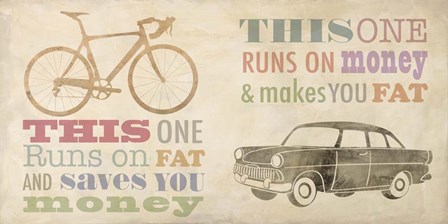 Bike vs Car by Skip Teller art print
