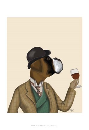 Boxer Wine Snob by Fab Funky art print