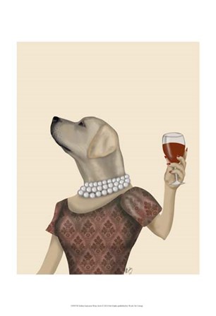 Yellow Labrador Wine Snob by Fab Funky art print