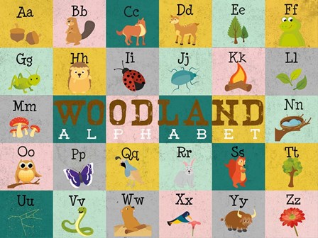 Woodland Alphabet (horizontal) by Josefina art print
