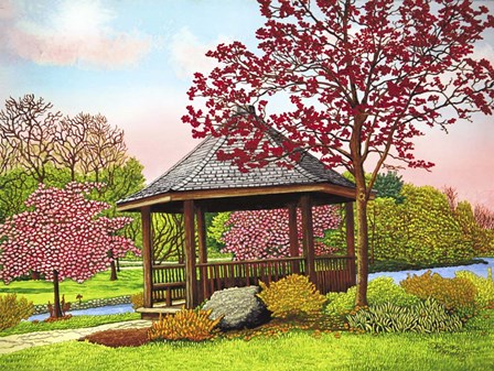Green Lake Gazebo, Orchard Park, Ny by Thelma Winter art print