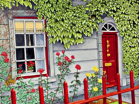 Ireland - Red Fence, Adare Co Limerick by Thelma Winter art print