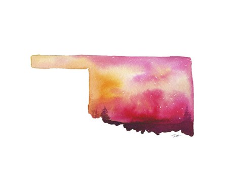 Oklahoma State Watercolor by Jessica Durrant art print