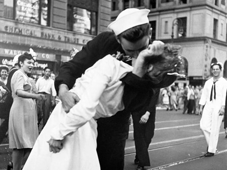 Kissing the War Goodbye in Times Square, 1945 (detail) by Lt. Victor Jorgensen art print
