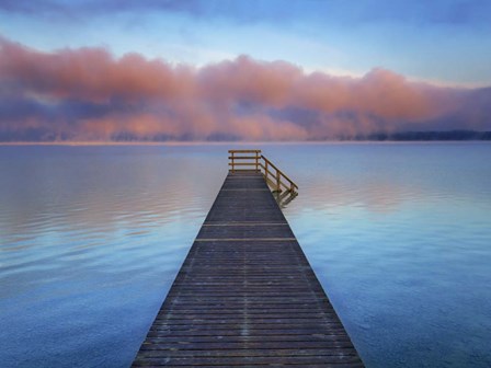 Boat Ramp and Fog Bench, Bavaria, Germany by Frank Krahmer art print