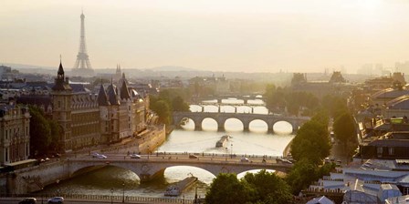 Bridges over the Seine River, Paris Sepia by Michael Setboun art print