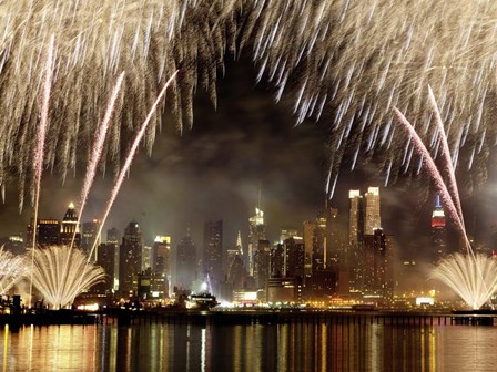 Fireworks on Manhattan, NYC by Michael Setboun art print