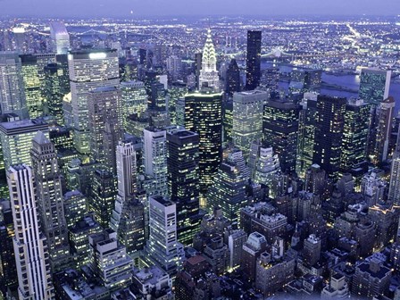 Manhattan Skyline at dusk, NYC by Michael Setboun art print