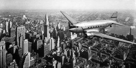 DC-4 over Manhattan, NYC art print