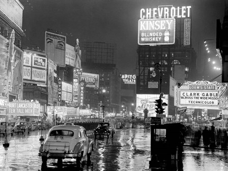 Times Square at Night, NYC, 1951 art print
