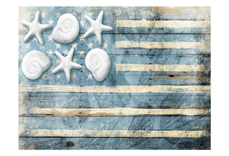 Water Blue American Flag by Jace Grey art print