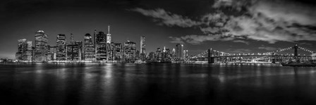 Illuminated skylines at the waterfront, Manhattan by Panoramic Images art print