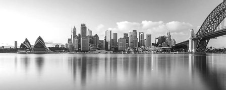 Sydney Harbour Bridge and skylines at dusk, Sydney, New South Wales, Australia by Panoramic Images art print