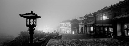 Buildings lit up at night, Mount Taishan, Shandong Province, China by Panoramic Images art print