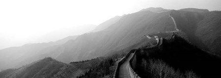 High angle view of the Great Wall Of China, Mutianyu, China BW by Panoramic Images art print
