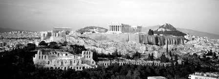 High angle view of buildings in a city, Acropolis, Athens, Greece BW by Panoramic Images art print