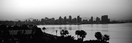 Silhouette of buildings at the waterfront, San Diego, San Diego Bay, California by Panoramic Images art print