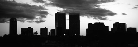 Silhouette of skyscrapers in a city, Century City, City Of Los Angeles, California by Panoramic Images art print