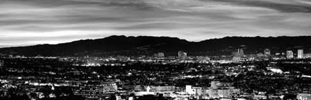 High angle view of a city at dusk, Culver City, Santa Monica Mountains, California by Panoramic Images art print