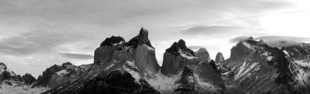 Snowcapped mountain range, Paine Massif, Torres del Paine National Park, Patagonia, Chile by Panoramic Images art print