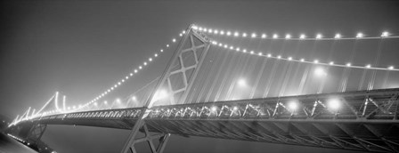 Suspension bridge lit up at night, Bay Bridge, San Francisco, California by Panoramic Images art print